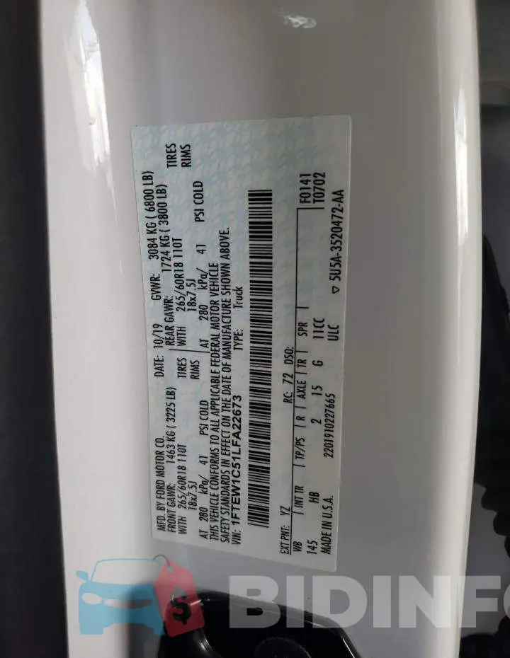 1FTEW1C51LFA22673 Photo# 12