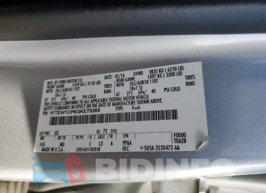 1FTEW1CP6GKE75265 Photo# 12