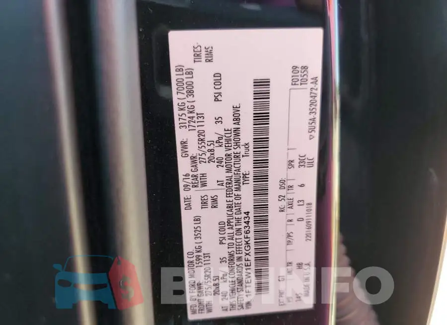 1FTEW1EFXGKF63434 Photo# 12
