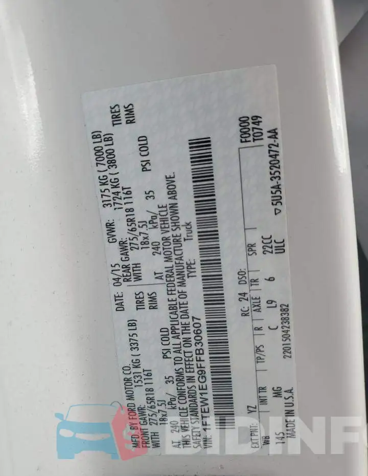 1FTEW1EG9FFB30607 Photo# 12
