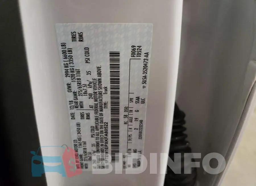1FTEW1EPXKFA80522 Photo# 12