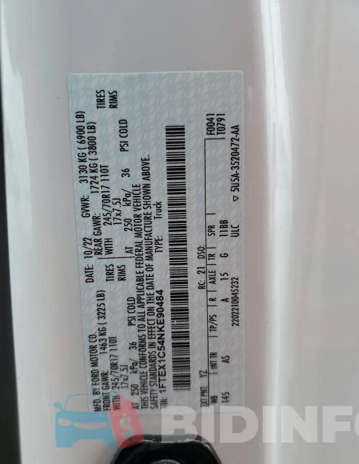 1FTEX1C54NKE90484 Photo# 12