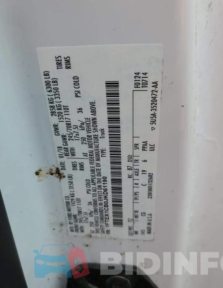 1FTEX1CB0JKD61190 Photo# 12