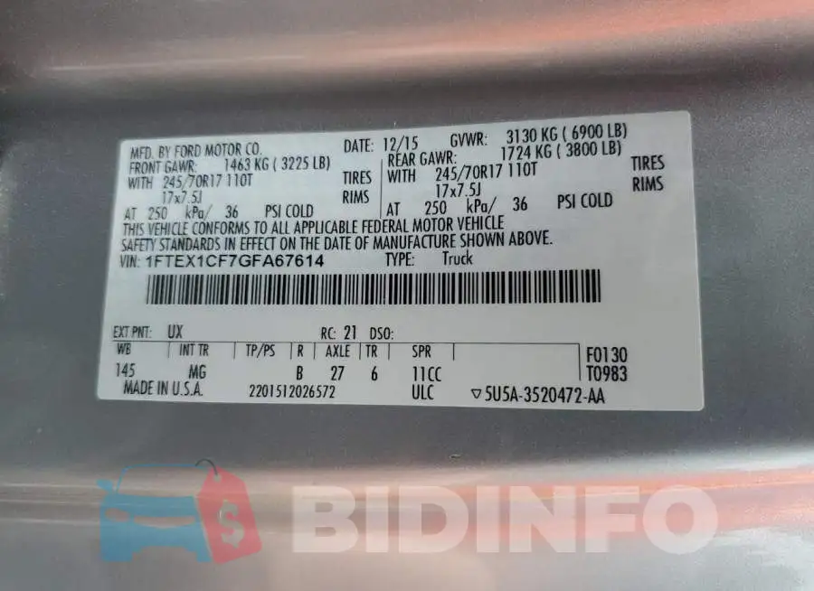 1FTEX1CF7GFA67614 Photo# 12