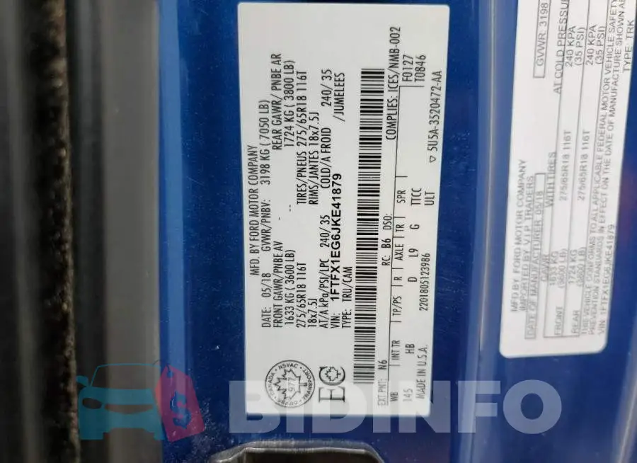 1FTFX1EG6JKE41879 Photo# 13