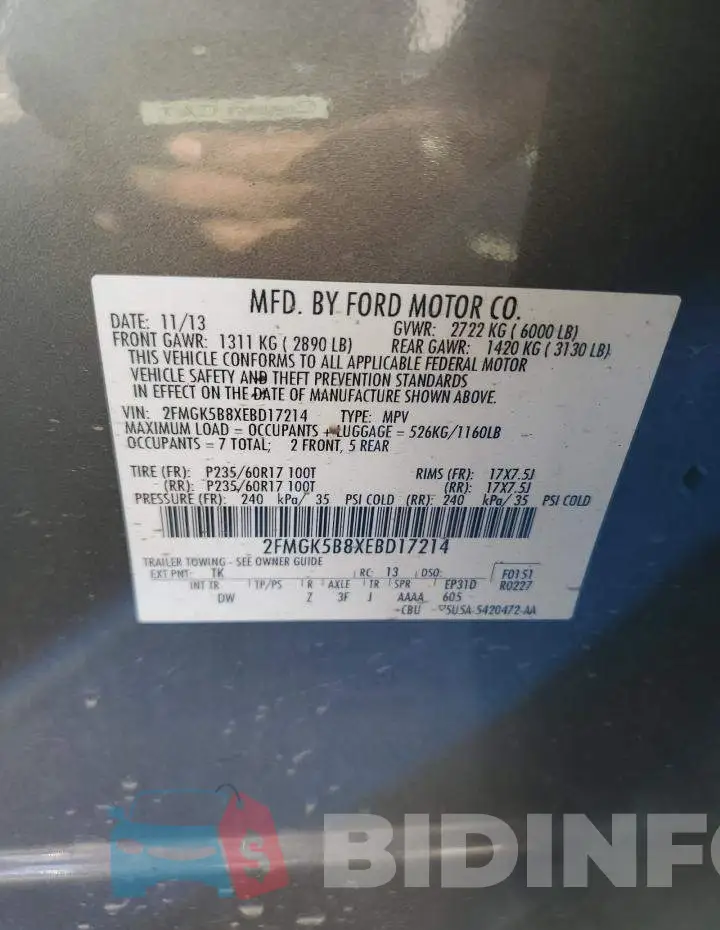 2FMGK5B8XEBD17214 Photo# 12