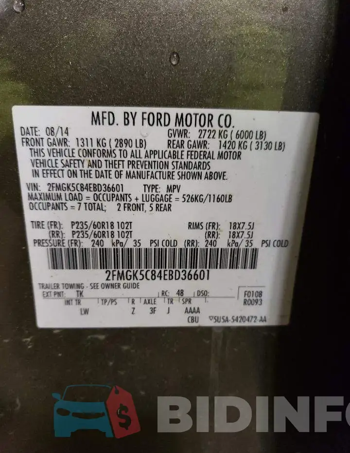 2FMGK5C84EBD36601 Photo# 13