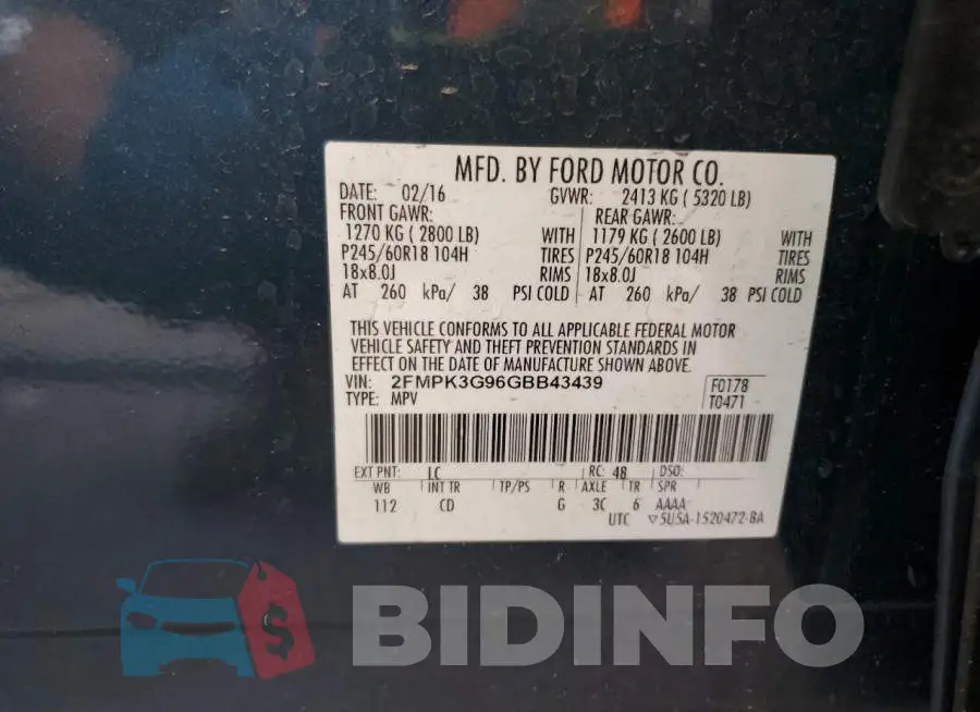 2FMPK3G96GBB43439 Photo# 13