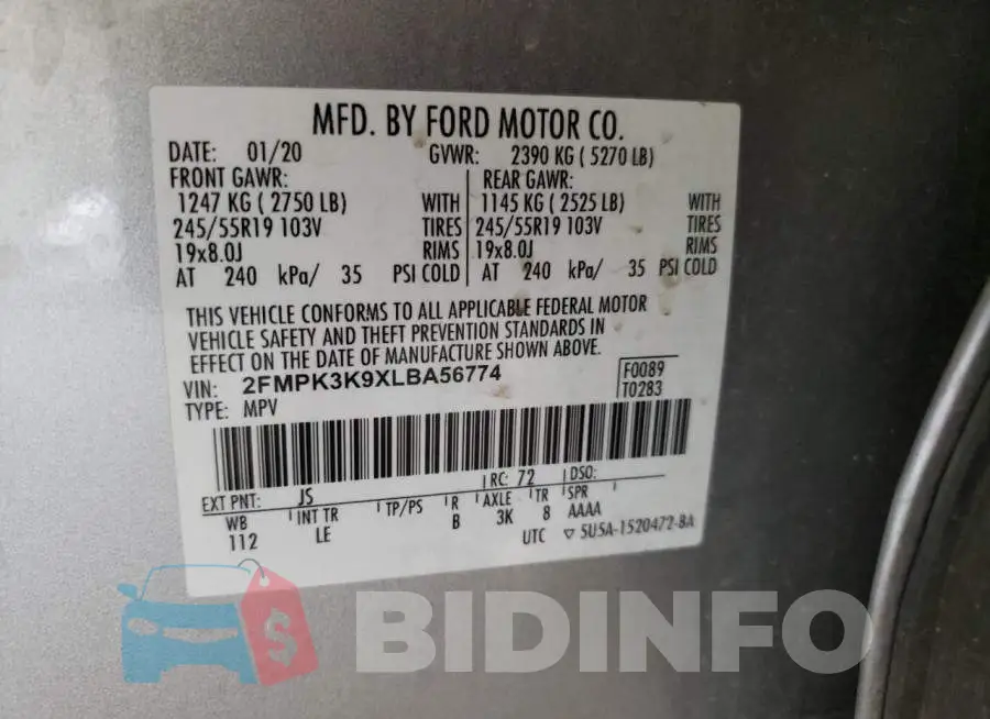 2FMPK3K9XLBA56774 Photo# 13