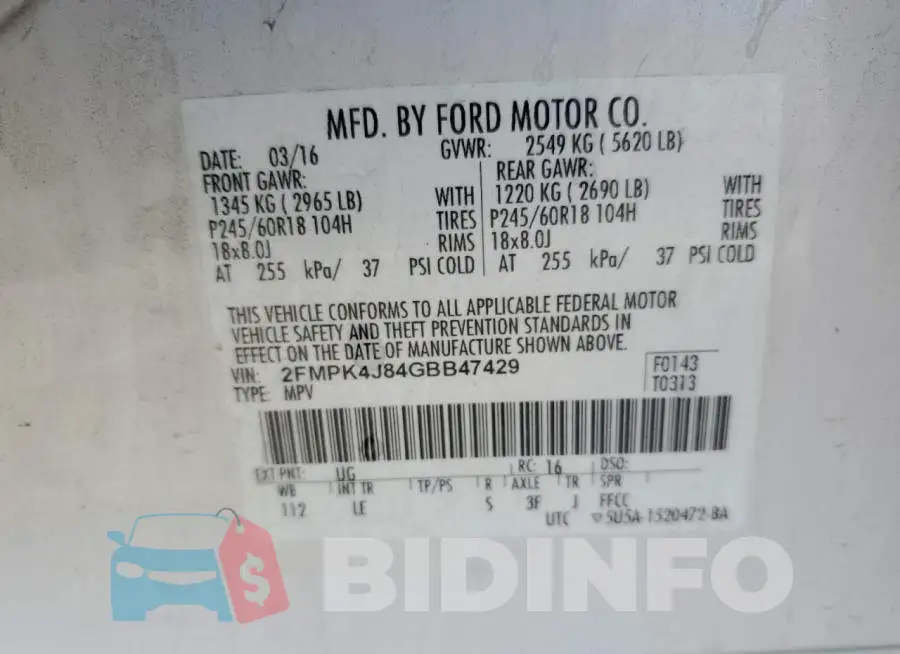 2FMPK4J84GBB47429 Photo# 13