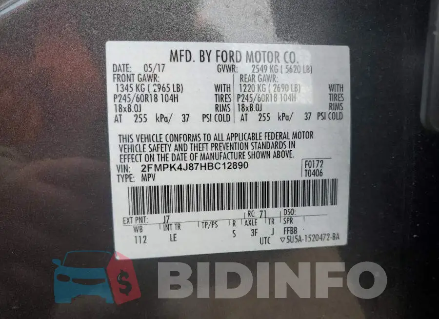 2FMPK4J87HBC12890 Photo# 13