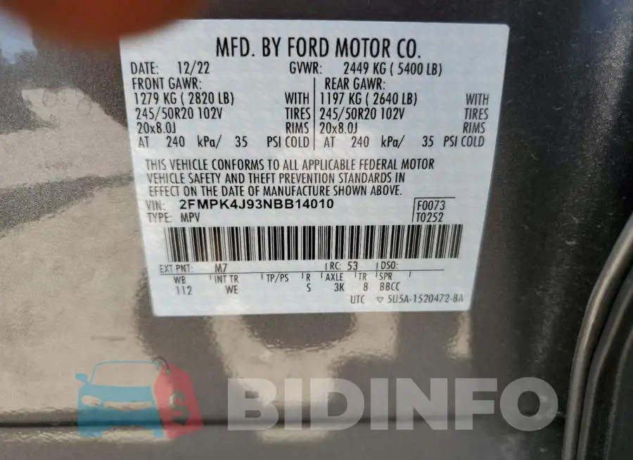 2FMPK4J93NBB14010 Photo# 13