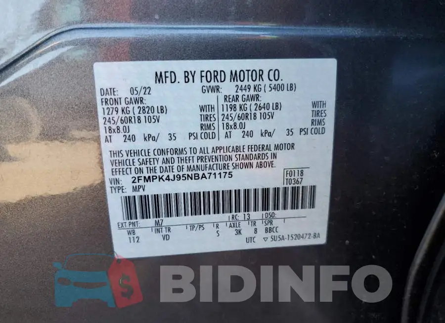 2FMPK4J95NBA71175 Photo# 14