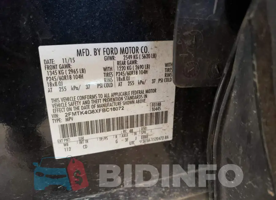 2FMTK4G8XFBC18072 Photo# 13