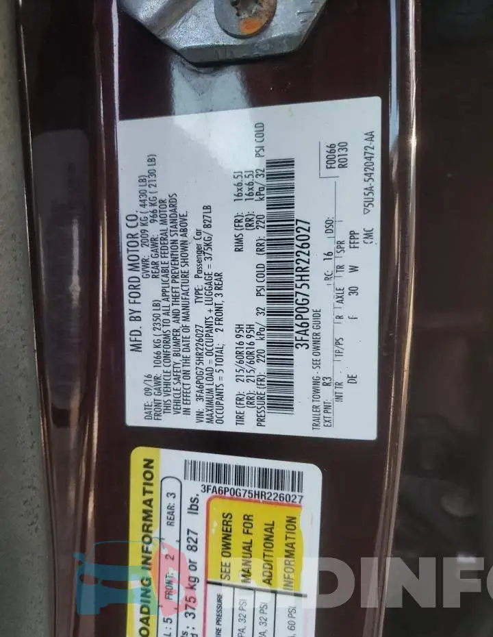 3FA6P0G75HR226027 Photo# 12