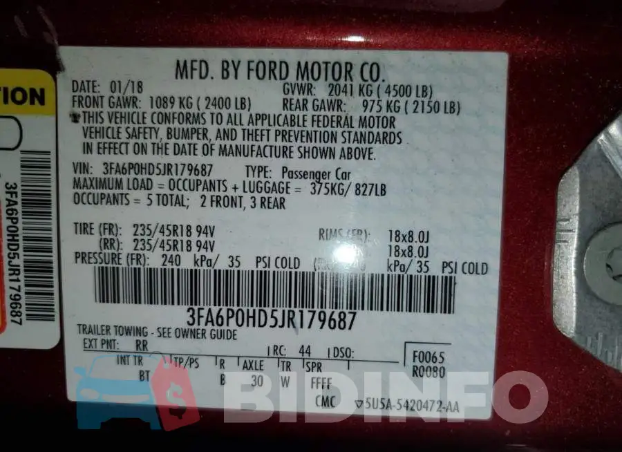 3FA6P0HD5JR179687 Photo# 12