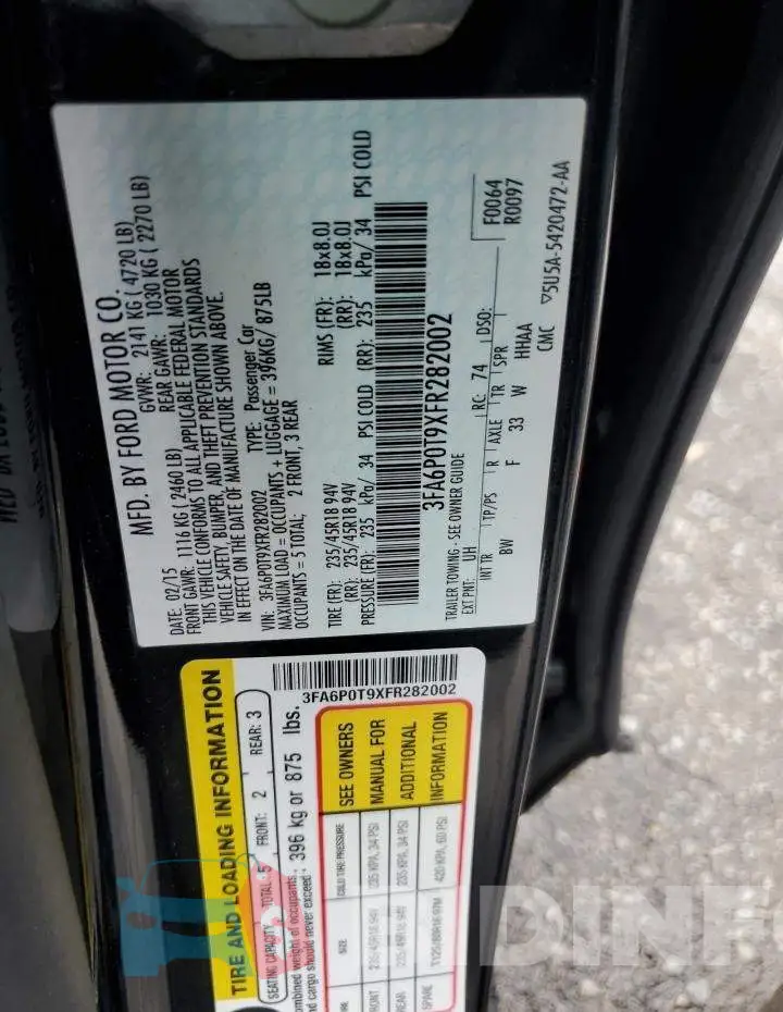 3FA6P0T9XFR282002 Photo# 13