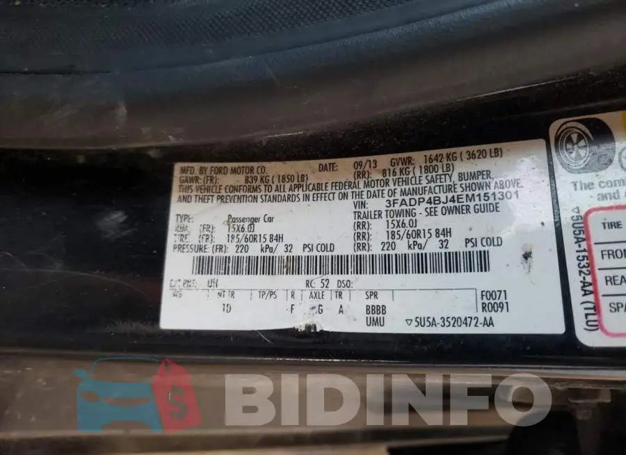 3FADP4BJ4EM151301 Photo# 12