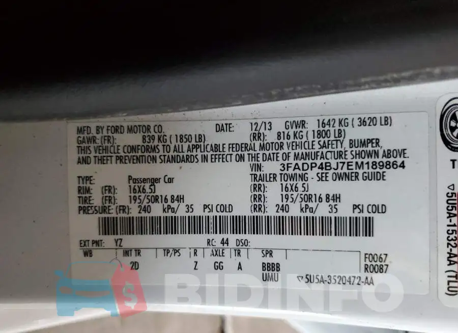 3FADP4BJ7EM189864 Photo# 12