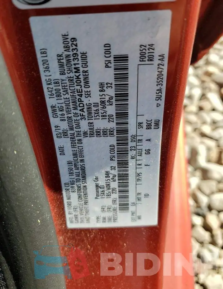 3FADP4EJ0KM139329 Photo# 13
