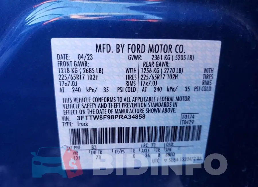 3FTTW8F98PRA34858 Photo# 13