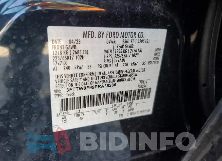 3FTTW8F99PRA38286 Photo# 13