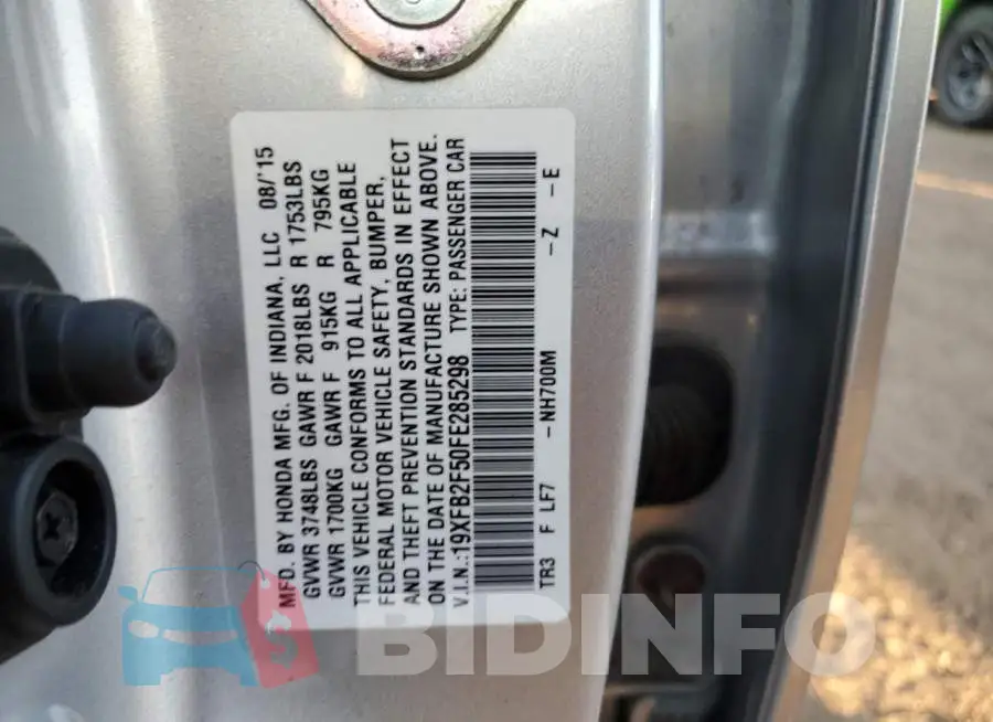 19XFB2F50FE285298 Photo# 12