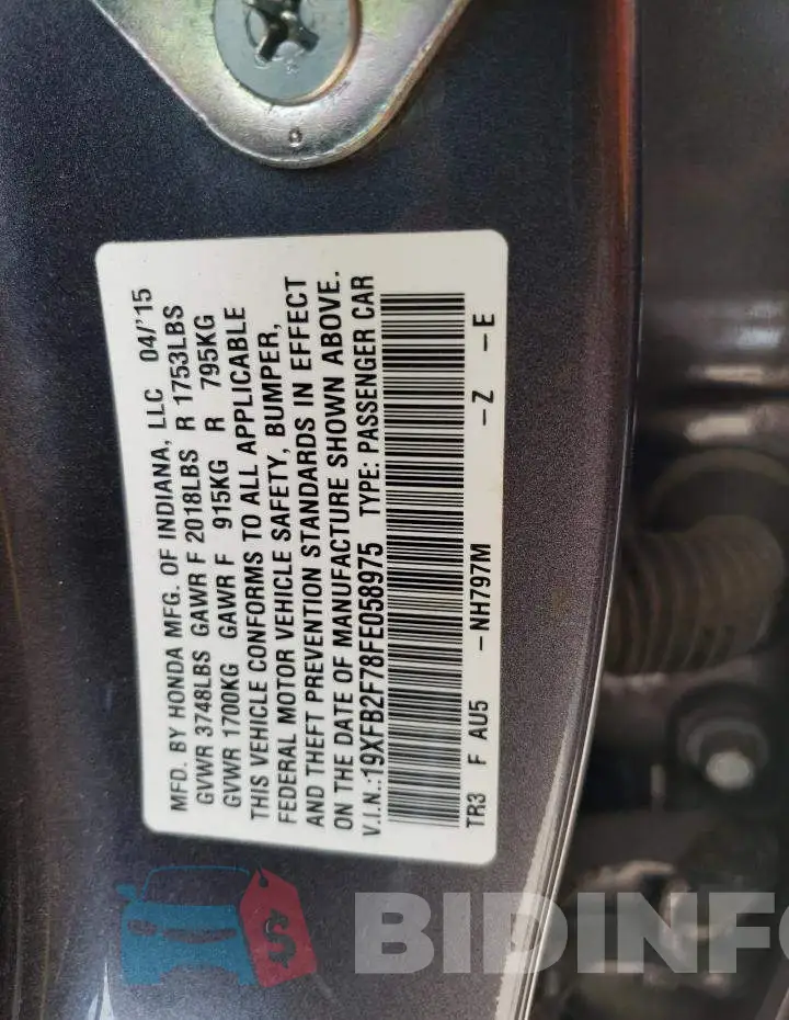 19XFB2F78FE058975 Photo# 12