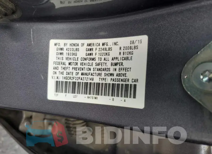 1HGCR2F32FA272148 Photo# 12