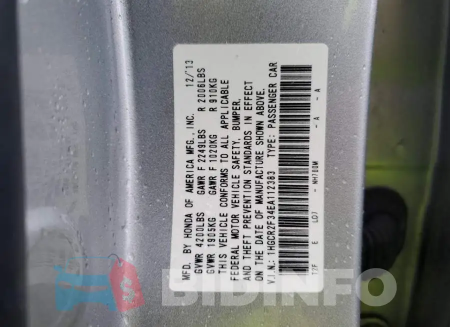 1HGCR2F34EA112383 Photo# 12