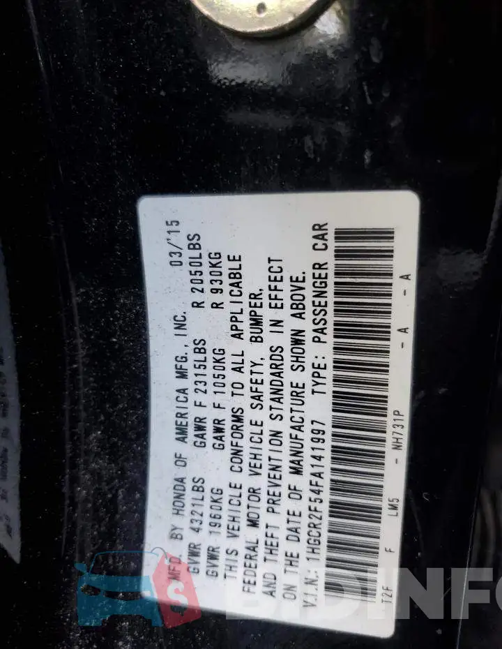 1HGCR2F54FA141997 Photo# 13
