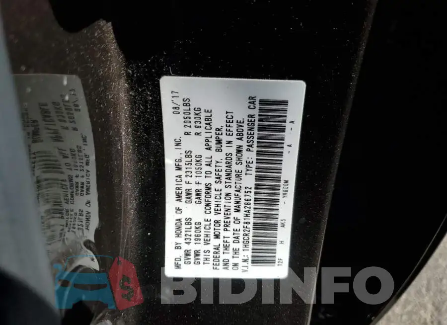 1HGCR2F81HA286752 Photo# 12