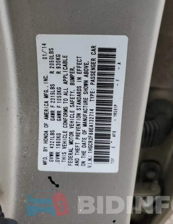 1HGCR2F88EA132714 Photo# 12