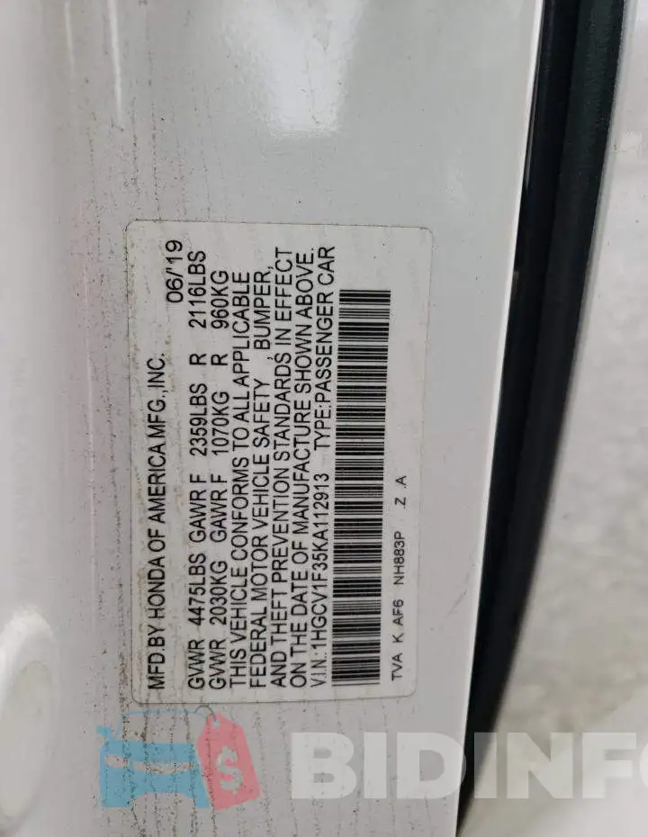1HGCV1F35KA112913 Photo# 12