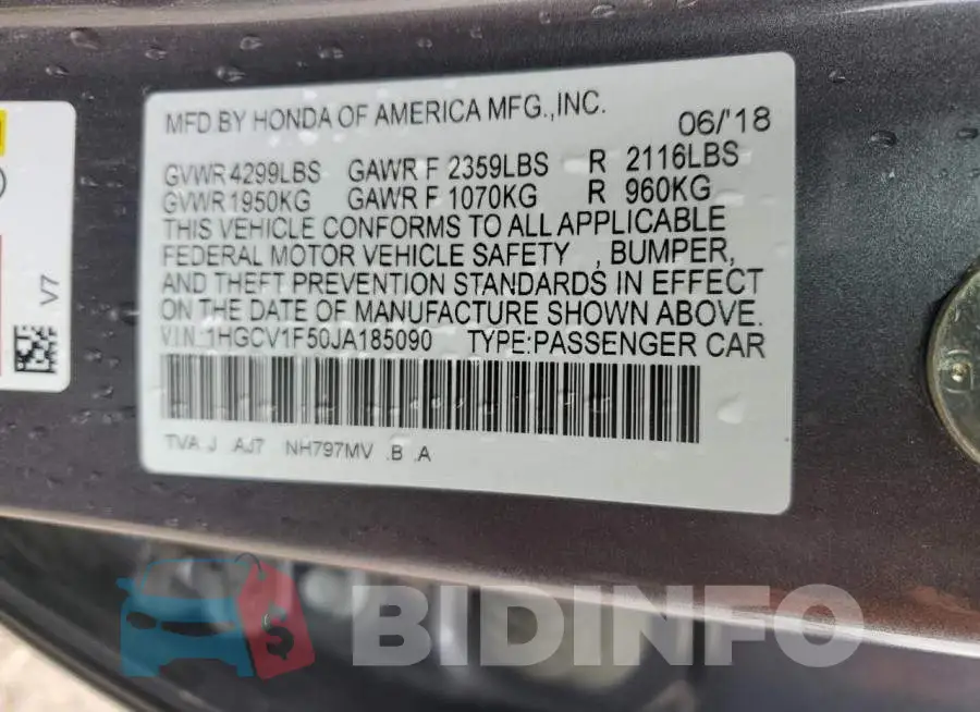 1HGCV1F50JA185090 Photo# 13
