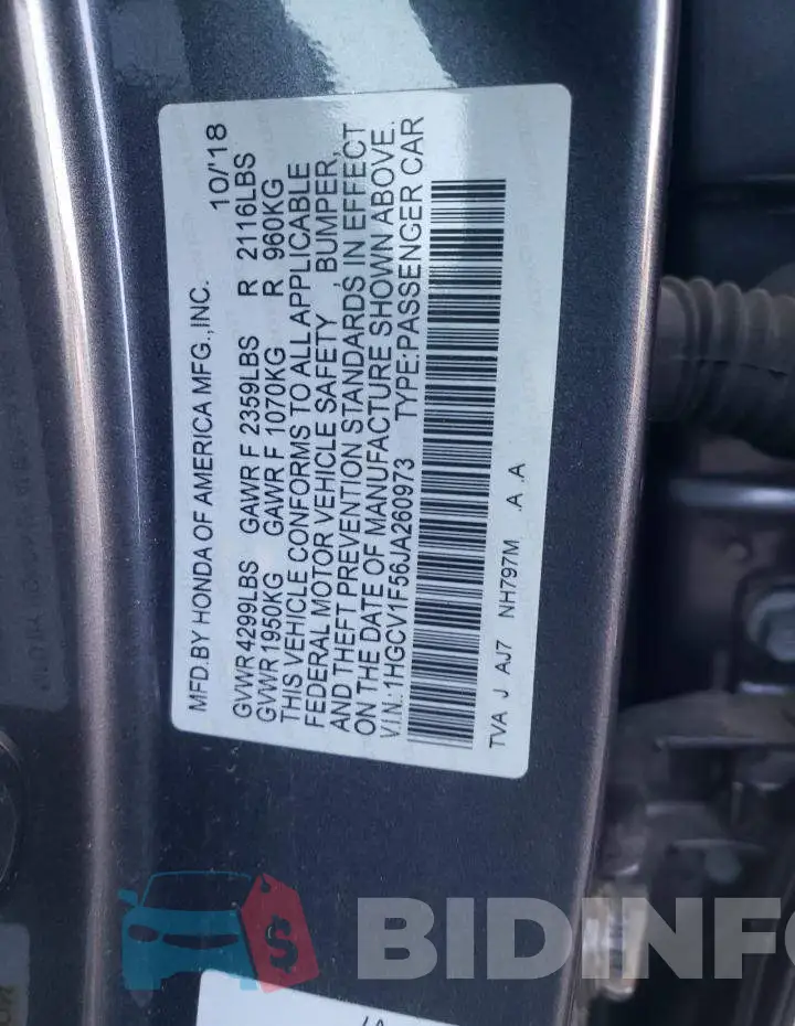 1HGCV1F56JA260973 Photo# 12