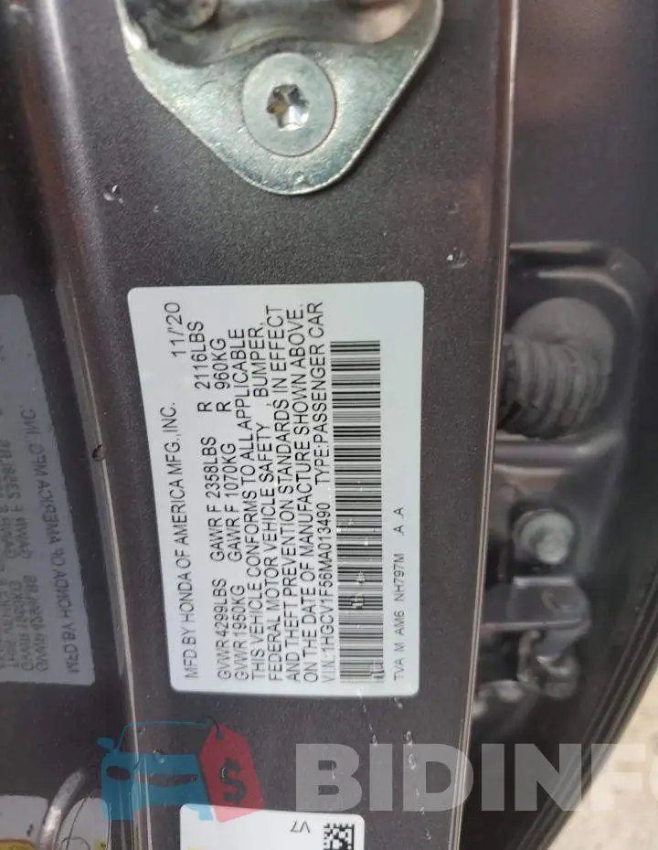 1HGCV1F56MA013490 Photo# 13