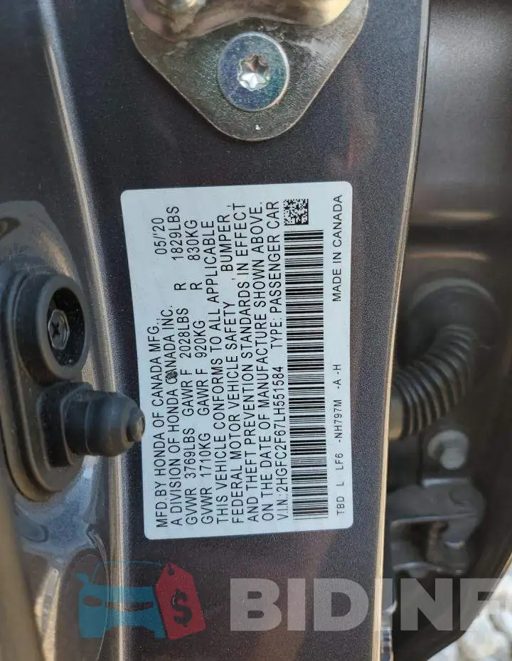2HGFC2F67LH551584 Photo# 12