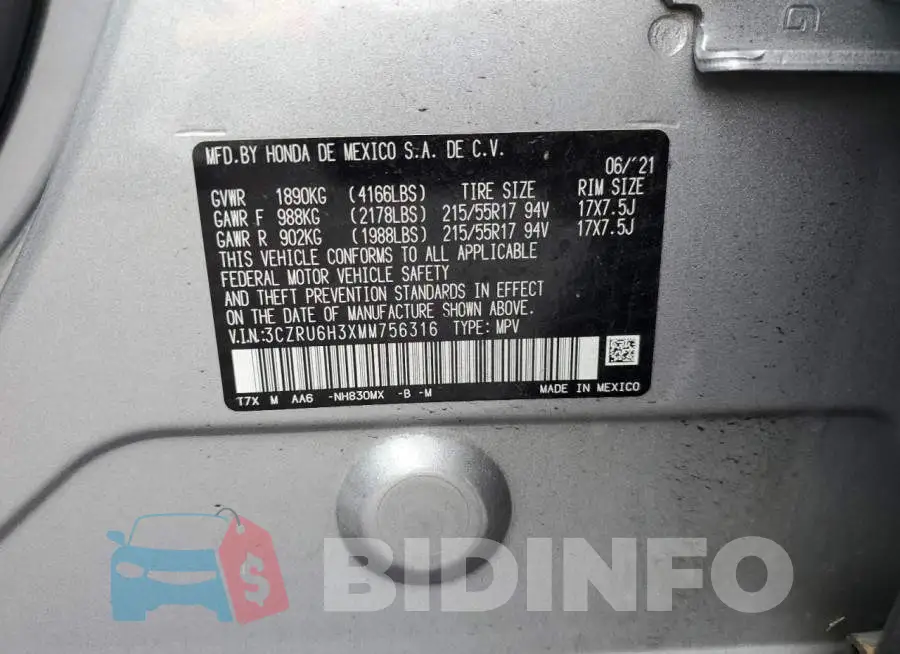 3CZRU6H3XMM756316 Photo# 13