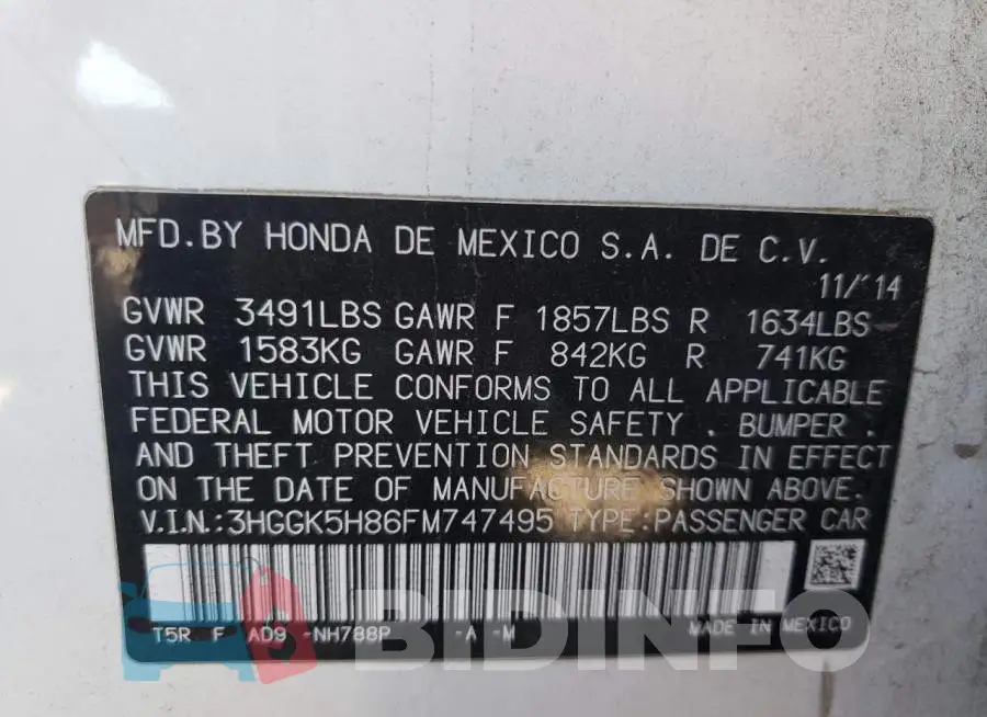 3HGGK5H86FM747495 Photo# 12