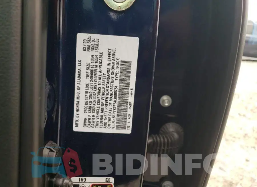 5FPYK2F54LB000754 Photo# 12