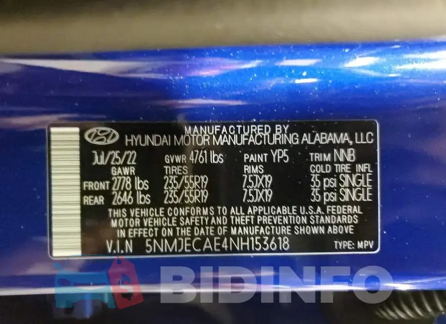 5NMJECAE4NH153618 Photo# 13