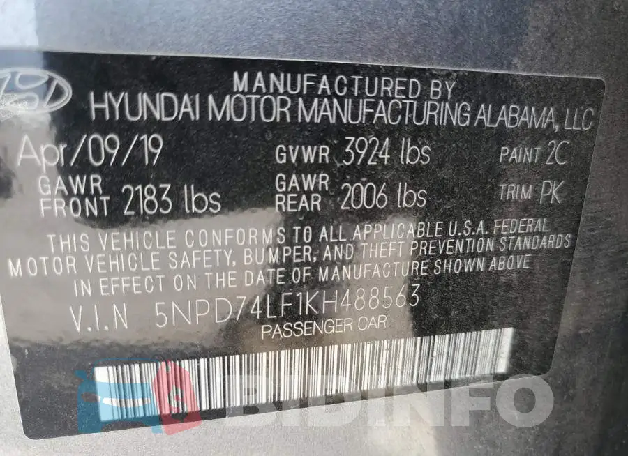 5NPD74LF1KH488563 Photo# 13