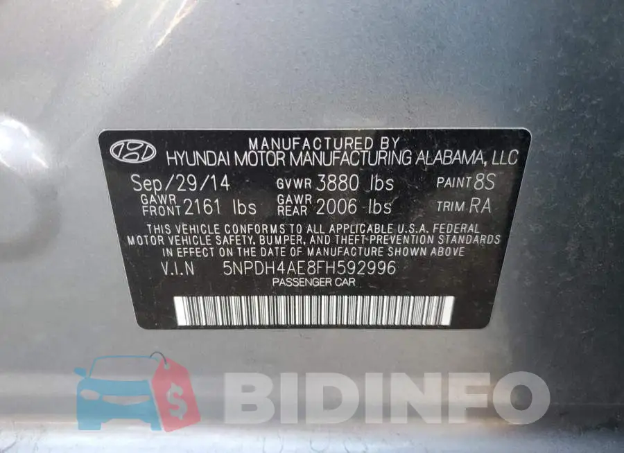 5NPDH4AE8FH592996 Photo# 13