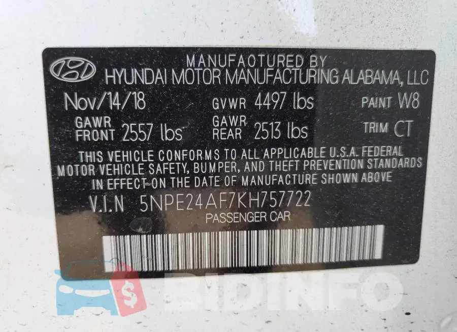 5NPE24AF7KH757722 Photo# 12