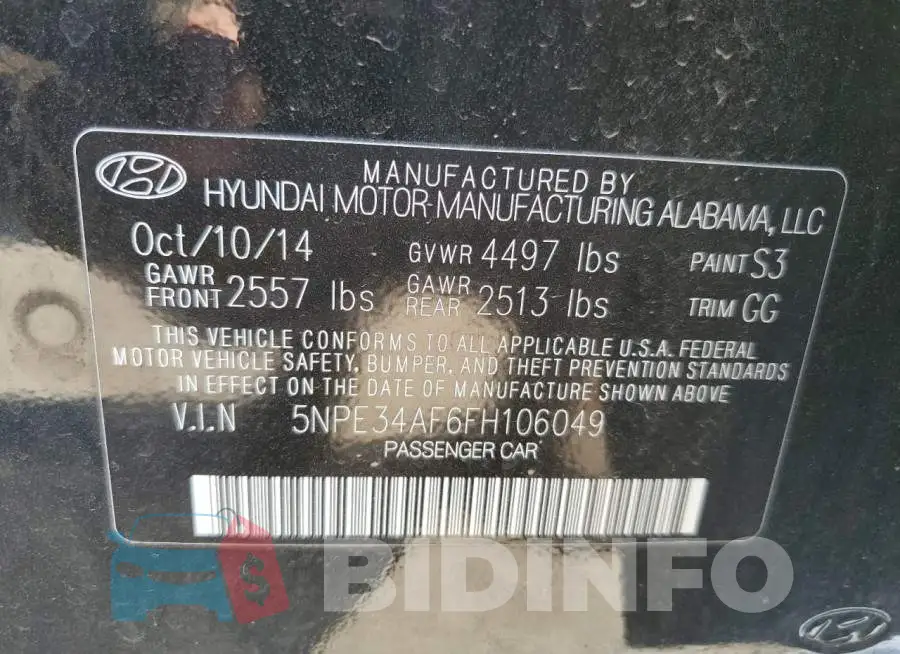 5NPE34AF6FH106049 Photo# 12