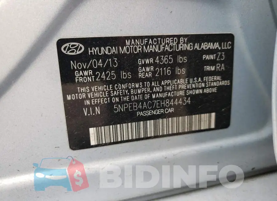 5NPEB4AC7EH844434 Photo# 12