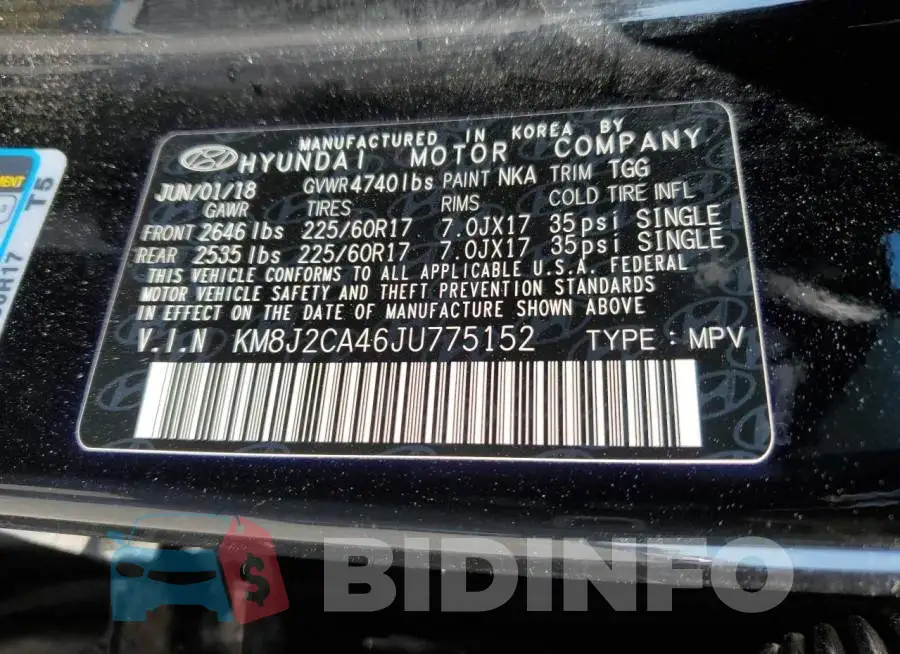KM8J2CA46JU775152 Photo# 13