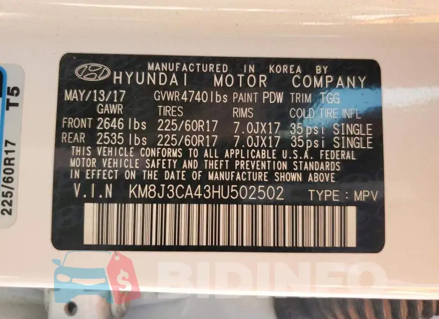 KM8J3CA43HU502502 Photo# 13