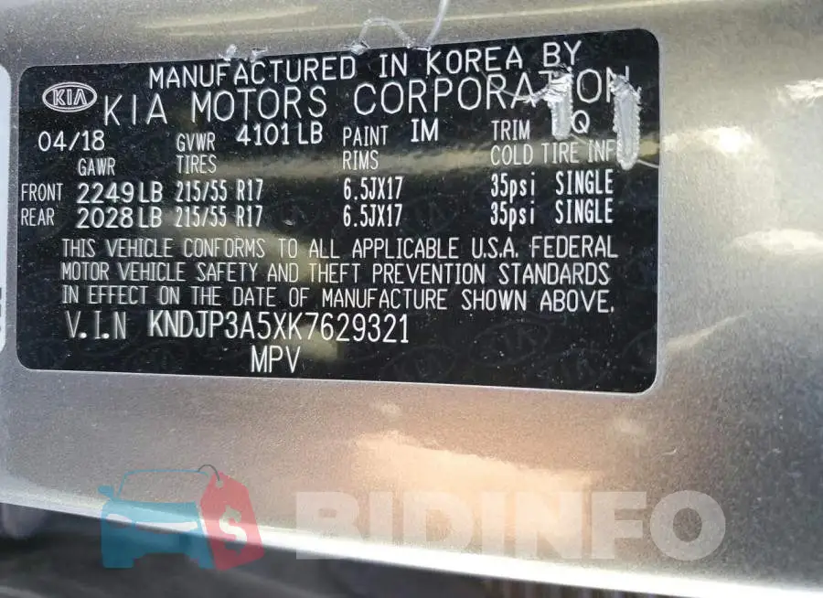 KNDJP3A5XK7629321 Photo# 13